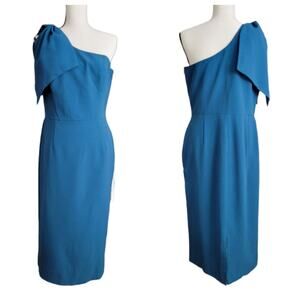 Dress‎ the Population Tiffany One-Shoulder Midi Dress in Peacock Blue  XXL